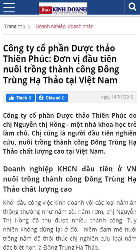 Website chính thức của Công ty CP Dược Thảo Thiên Phúc